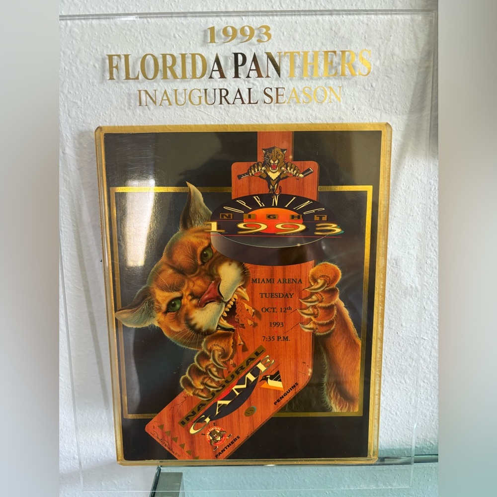 1993 Florida Panthers and inaugural season program on plaque